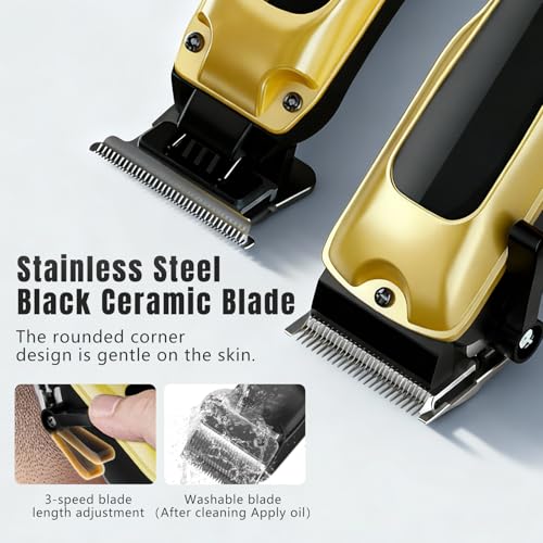 Hair Clippers for Men Professional, Cordless Clippers for Hair Cutting, Zero Gap Trimmer, Mens Clippers and Trimmers Set, Hair Clipper Set &Barber Kit with Case, Scissors and Apron, Mens Gifts