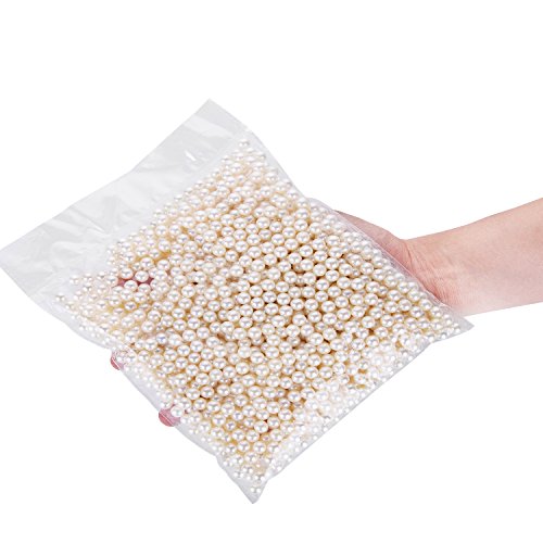 Makeup Beads for Brushes, Art Faux Pearls, HBlife 1100-Piece Round Pearl Beads to Hold Makeup Brush, Lipstick, Mascara, Eyeliner, 8mm (Beige)