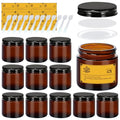 4oz Airtight Amber Jars - Leak Proof Cosmetic Containers with Inner Caps & Liners, UV Protection for DIY Lotion, Travel, Candle Supplies (12, Amber)