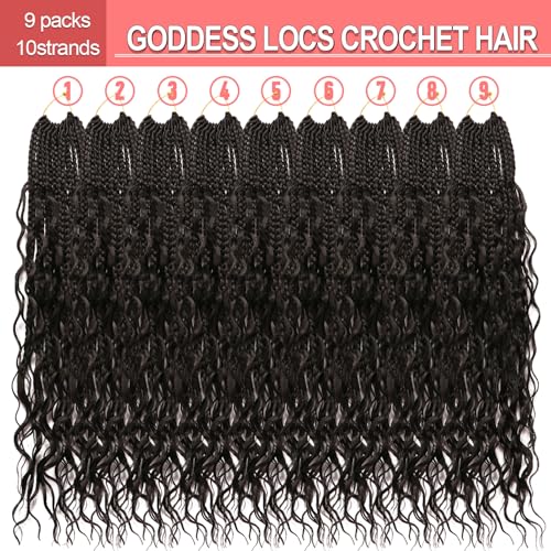 Su Mei.s Goddess Box Braids Crochet Hair 24 Inch 9-Pack Water Wave Boho for Black Women (1B#)