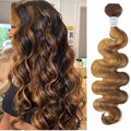 12 Inch Honey Blonde Highlight Body Wave Hair Bundles - Brazilian Human Hair - Variation of 4/27 Highlight / 12" Single Bundle