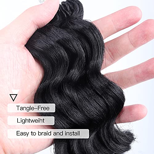 Ocean Wave Crochet Hair - 18 Inch 8 Packs Natural Black Deep Wave Synthetic Extensions - Variation 1B/18 Inch