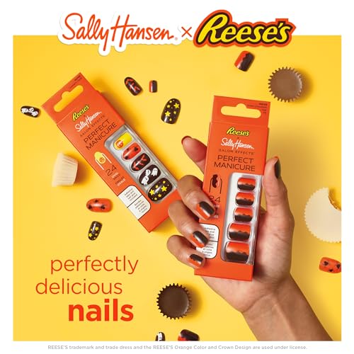 Sally Hansen Salon Effects Perfect Manicure Press-On Nails, When Chocolate Met PB, Press On Nails, Non-Damaging Adhesive Tabs, File, and Alcohol Pad Included