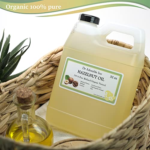 Pure Organic Hazelnut Oil 32oz - Cold-Pressed Skin & Hair Nourishment