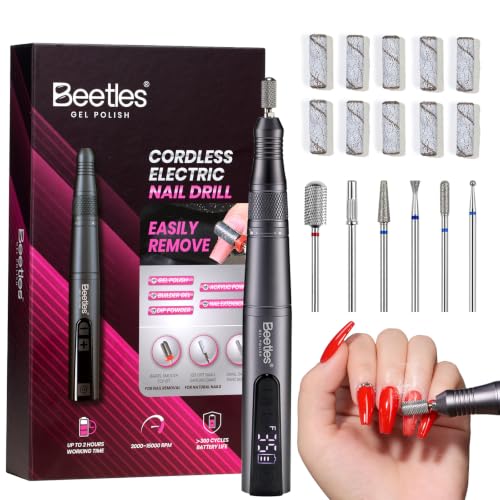 Beetles Cordless Nail Drill Kit Grey - 6 Drill Bits, 35 Speeds, Rechargeable
