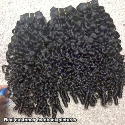 12 Inch Burmese Curly Human Hair Bundles - Natural Black 3C4A Spiral Curl Extensions