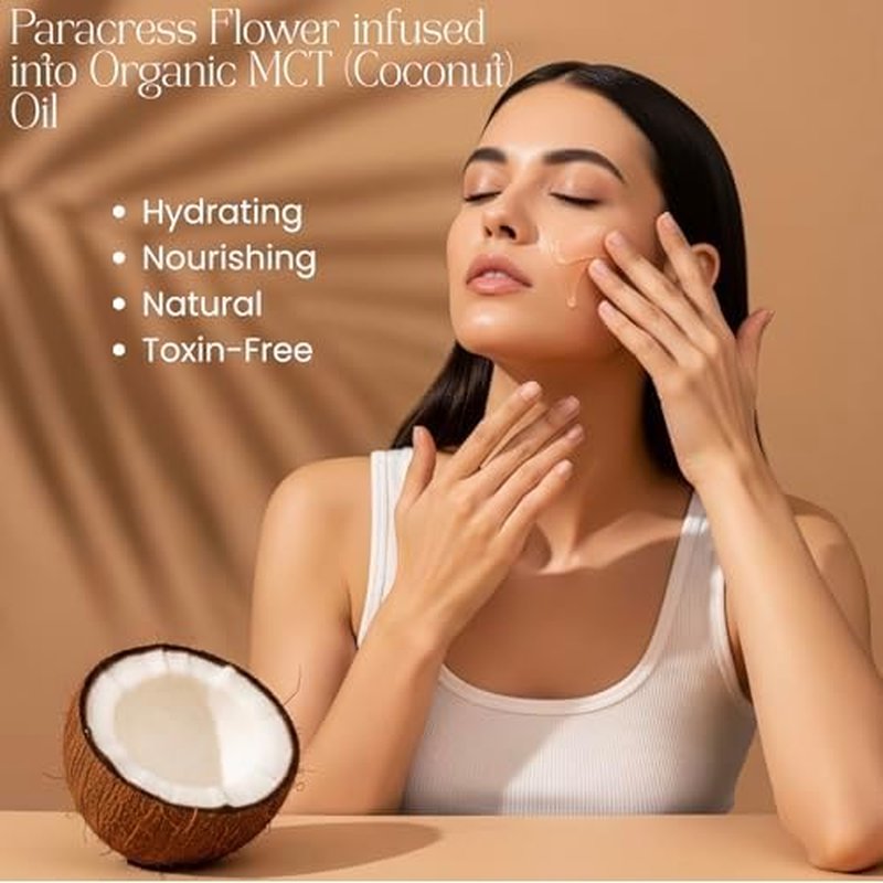 100% Organic Paracress Flower Spilanthes Facial Oil Serum for Face MCT Coconut Oil Infused with Paracress Spilanthes Acmella Oleracea Flowers for Anti-Aging Anti-Wrinkle Moisturizing Miracle 1 Fl Oz