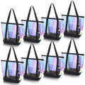 Reginary Clear Tote Bags 8 Pcs Security Approved See-Through Shoulder Bags with Zipper - Black TPU Variation