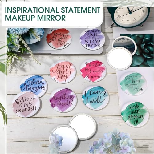 Kigley 50 Pcs International Women's Day for Women Inspirational Compact Mirrors Bulk Employee Appreciation Gifts Round Portable Pocket Mirror Makeup Mini Mirrors for Teacher Coworker Nurse