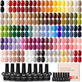 GAOY 108 Pcs Gel Nail Polish Set, 100 Colors All Season Gel Polish Kit Red Nude Black Hot Pink Neon Glitter with 8 Pcs Soak off Base Glossy Matte Top Coat & Builder for Nail Art DIY Manicure at Home