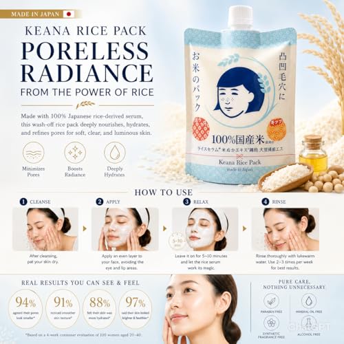 Japanese Rice Face Mask - Hydrating Pore Refining & Brightening Skincare