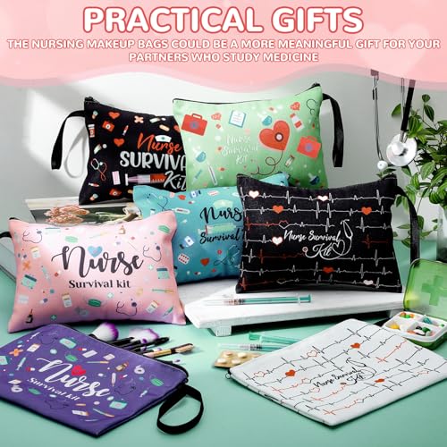 Huhumy Classic Nurse Cosmetic Bags Bulk Set - 24 Pouches with Nurse-Themed Design