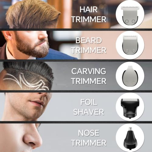 SilkGlow Beard Trimmer 5-in-1 Waterproof Electric Razor - Black (Variation: Black)