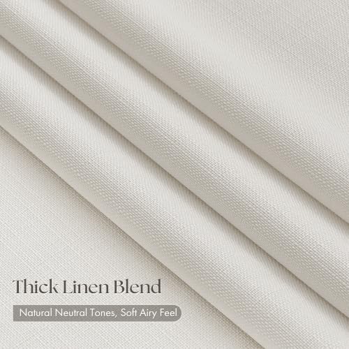 TWODRAPES Natural Pinch Pleat Linen Curtains Set 40"W x 108"L Ivory Cream, Pack of 4