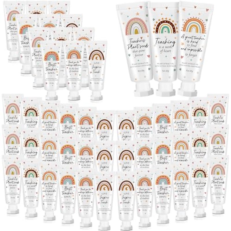 48 Pcs Teacher Appreciation Gift Bulk Hand Cream Boho Rainbow Teacher Employee Staff Appreciation Hand Lotion Team Gift Bulk Travel Size Lotion Cream Moisturizing for Women Men Coworkers