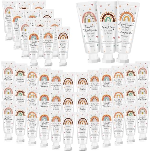 48 Pcs Teacher Appreciation Hand Cream Gift Set - Boho Rainbow Design