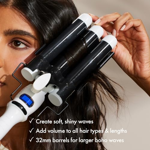 BondiBoost 32mm Wave Wand Hair Curling Iron with Ceramic Tourmaline Large Barrel
