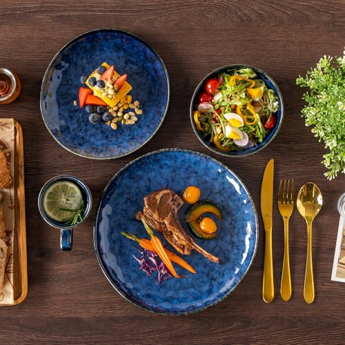 Vancasso Starry 16-Piece Dinnerware Set for 4 Blue Handmade Reactive Glaze