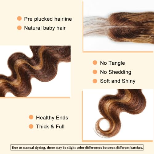 Isufer P4/27 Body Wave Lace Closure 16 Inch Honey Blonde Virgin Human Hair