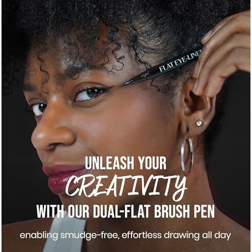 NOON'S UP Flat Eye-Liner - Waterproof Liquid Eyeliner Pen | Ultra-Slim & Bold Black Eyeliner | Quick-Dry & Waterproof Liquid Liner | Long Wear & No Smudge | Look-Defining Black Pen (0.017 Fl. Oz.)