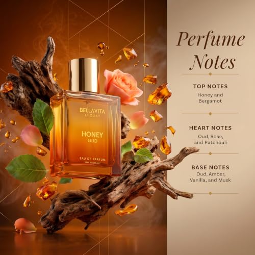 BellaVita Honey Oud Unisex Perfume 100ml & 20ml Long-Lasting Arabian Fragrance