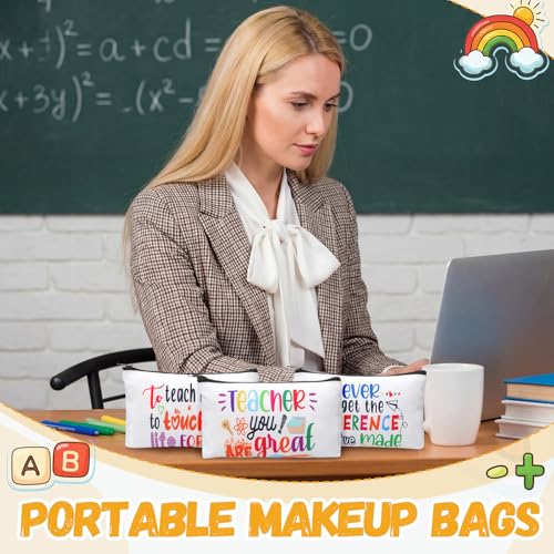 Teacher Appreciation Makeup Bags Gift Bulk - Teacher Theme, 40 Pcs, Zipper Pencil Cases for Teachers