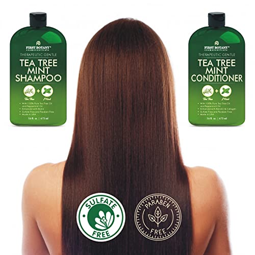 First Botany Tea Tree Mint Shampoo & Conditioner Set for Hair Loss & Dandruff - Sulfate Free, 16 Fl Oz, Variation: Tea Tree Mint