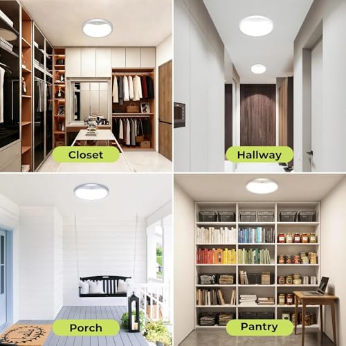Hepside 4 Pack Motion Sensor Ceiling Lights 12 Inch 24W - White, Adjustable Color Temperatures & Timer