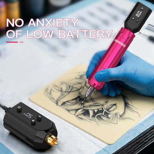 Pink Wireless Tattoo Kit for Beginners - Rechargeable Power Supplies & Complete Set - Variation: Pink2