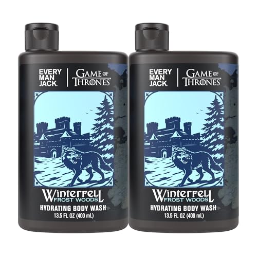 Every Man Jack Game of Thrones Collectors Body Wash - Clean Ingredients - Winterfell - Frost Woods Scent - 13.5 oz (Pack of 2)