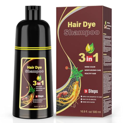Hair Dye Shampoo for Gray Hair - Chestnut Brown - Easy Application & Long-Lasting Color
