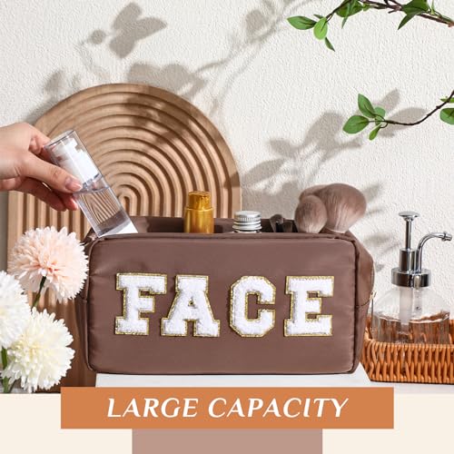 Remerry 4-Piece Makeup Bag Set - Brown Series Travel Organizer Nylon