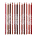 12 Colors Wooden Lip Liner Pencil Set, High Pigmented Soft Matte, Long Wearing, Deep and Rich in Color, Smudge Resistant