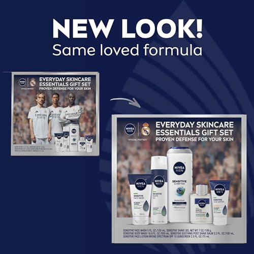 Men's Sensitive Skin Care Gift Set - Body Wash, Face Wash, Shaving Gel & Moisturizer