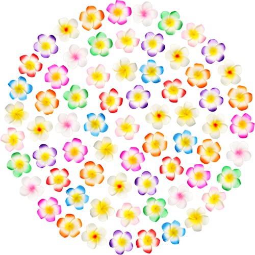 100 Pcs Hawaiian Foam Plumeria Hair Clips - 2.4 Inch, Multicolor Pack