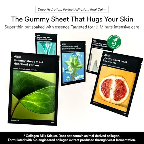 Abib Gummy Sheet Mask Heartleaf Soothing Face Mask - 10 Sheets for Sensitive Skin