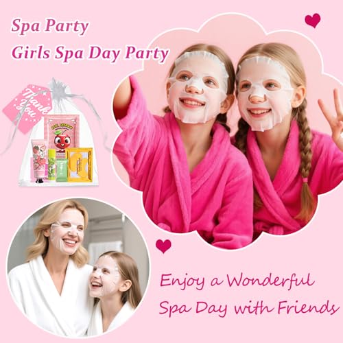 Firstfly 90Pcs Pink Spa Skincare Set for Kids & Teens - Party Favors, Masks, Lip Balm, Hand Cream, Stocking Stuffers