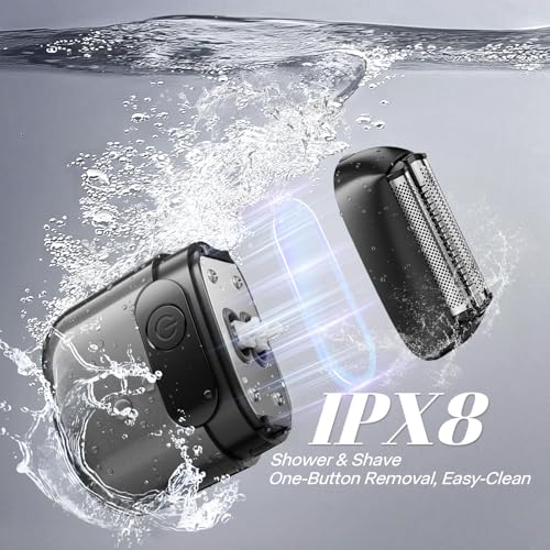 Electric Foil Shaver for Men ? 3D Floating Blades, IPX8 Waterproof, USB-C Fast Charging, LED Display, Wet/Dry Use, Travel Lock, Gray