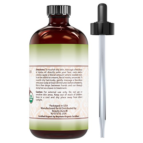 USDA Certified Organic Neem Oil (4 Oz) 100% Pure Natural Oil, Hair Growth, Skin, & Body Care, Nails, Acne, Anti-Aging Moisturizer