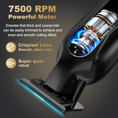 Hair Trimmer for Men, Professional Barber Liner & Beard Trimmer with Zero-Gap T-Blade Clippers,USB-C Fast Charge with 7 Guards for Hair/Body