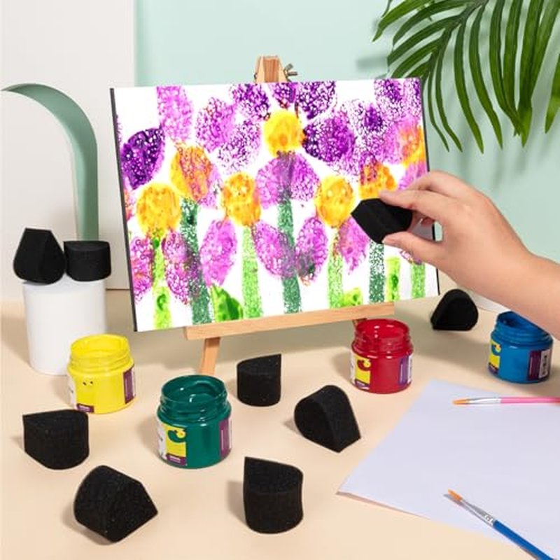 50 Pcs Face Paint Sponges for Kids and Adults Face Painting, Droplet Shaped Facial Makeup Use Paint Sponges, Black Facial Painting Kit Professional for Valentine's Day Gifts, Halloween Make Up Supply