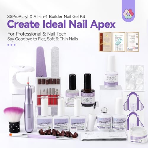 SAVILAND Builder Nail Gel Kit with 19 Pieces & Nail Drill — 4 Colors for Nails