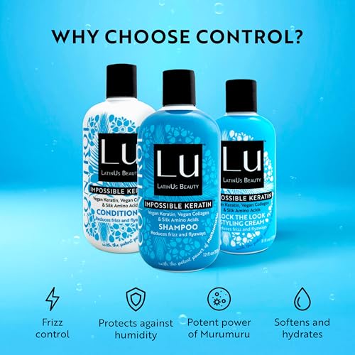 Anti Frizz Shampoo Conditioner & Styling Cream Set - Murumuru & Keratin - 32 Fl Oz