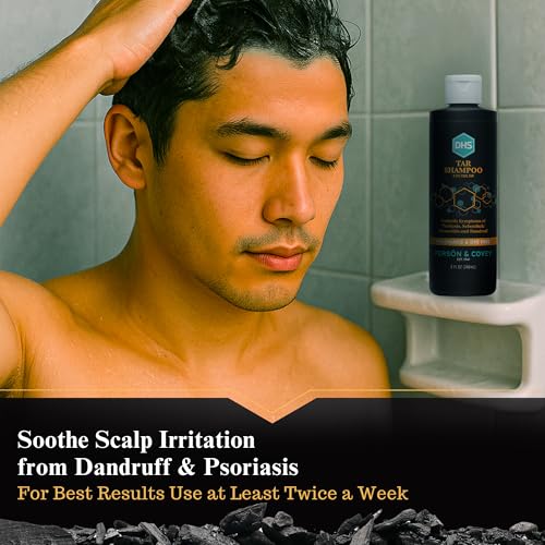DHS Coal Tar Shampoo for Dandruff & Psoriasis - 8 Fl Oz Pack of 2, Unscented, Gentle Hair Care