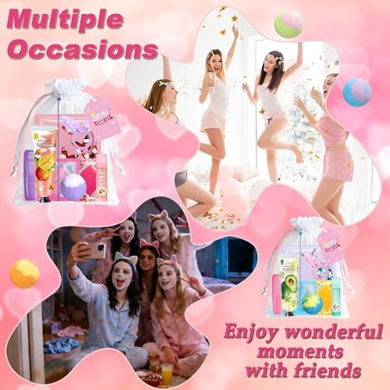 144 PCS Spa Party Supplies for Women, Spa Party Favors Include Face Masks Skincare, Hand Cream, Lip Balm, Eye Mask, Lip Mask,Foot Bath Bomb, Hair Brush, Spa Birthday Sleepover Party Supplies