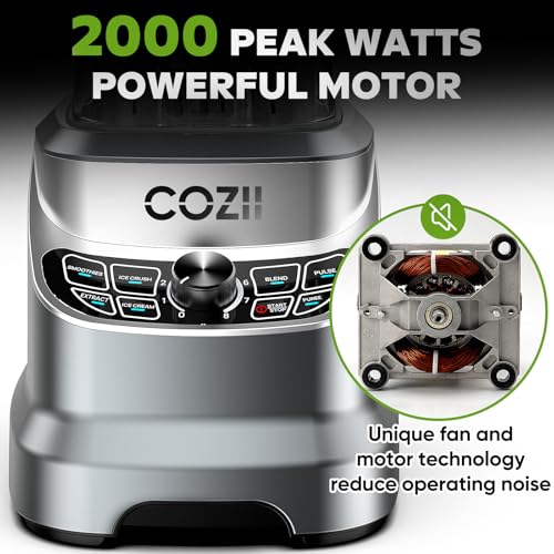 COZII 2000W Professional Kitchen Blender 64oz Smoothie & 21oz To-Go Cup - Sky Grey