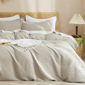 California King Waffle Duvet Cover Linen No Comforter 104x98 Soft & Breathable