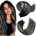 Moresoo Balayage Tape-In Hair Extensions 20 Inch Black to Silver Grey 20Pcs 50g