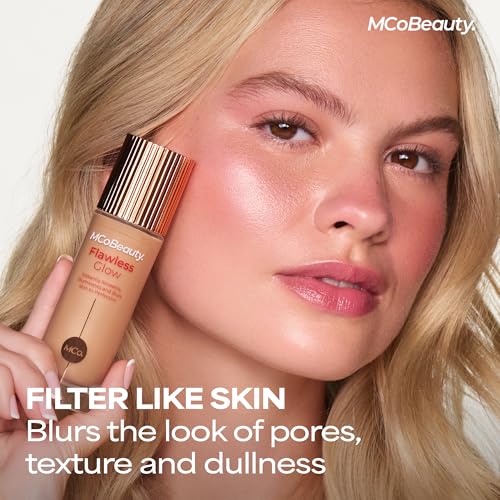 MCoBeauty Flawless Glow Luminous Skin Filter - 3 Light - 4-in-1 Luminous Primer, Foundation Booster & Liquid Highlighter with Squalane - Radiant Glow Complexion Perfector Face Makeup