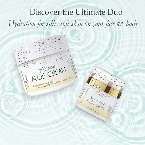 DEL?VIA Ultimate Aloe Skincare Bundle ? Miracle Aloe Cream 8 oz and Rejuvenating Face Cream 2 oz